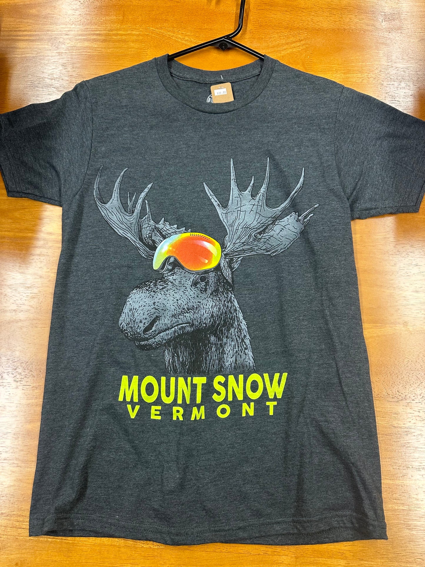 Moose with Goggles Mount Snow VT Design Color Heather Charcoal