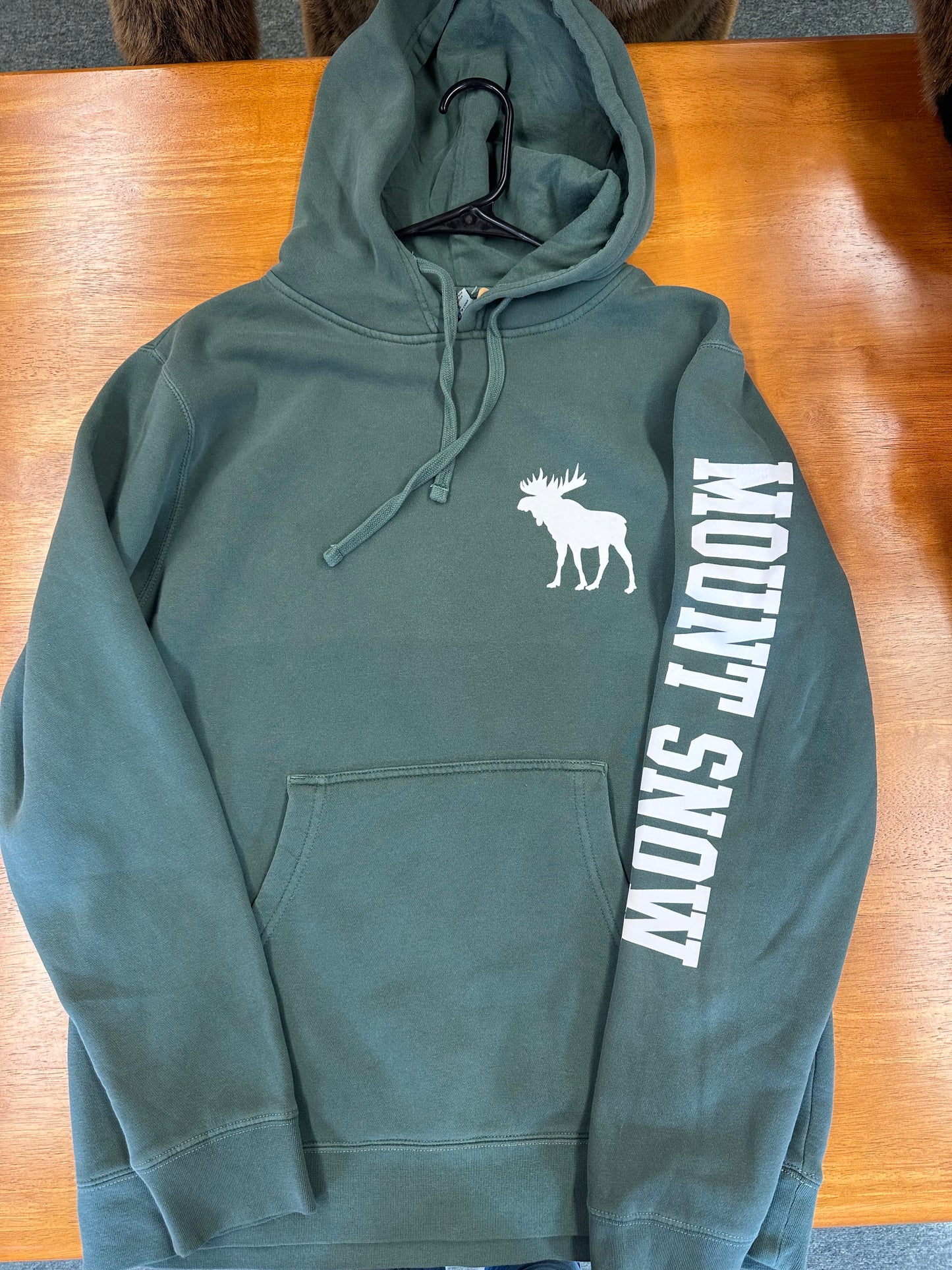 Mount Snow Tree Back Midweight Pigment-Dyed Hoodie Sweatshirt Color Forest Green