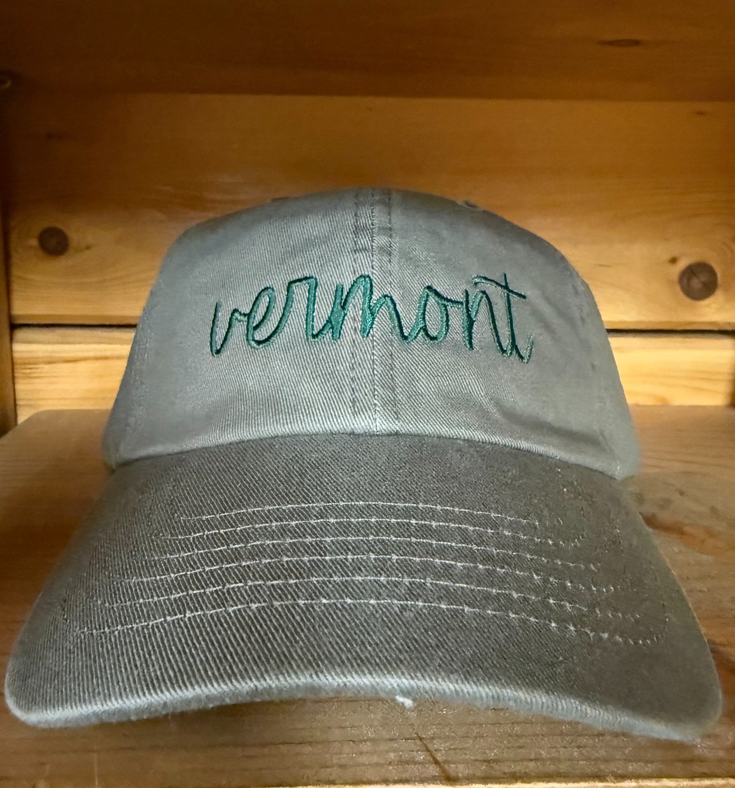 Script Vermont Embroidered Hat Color Forest Green