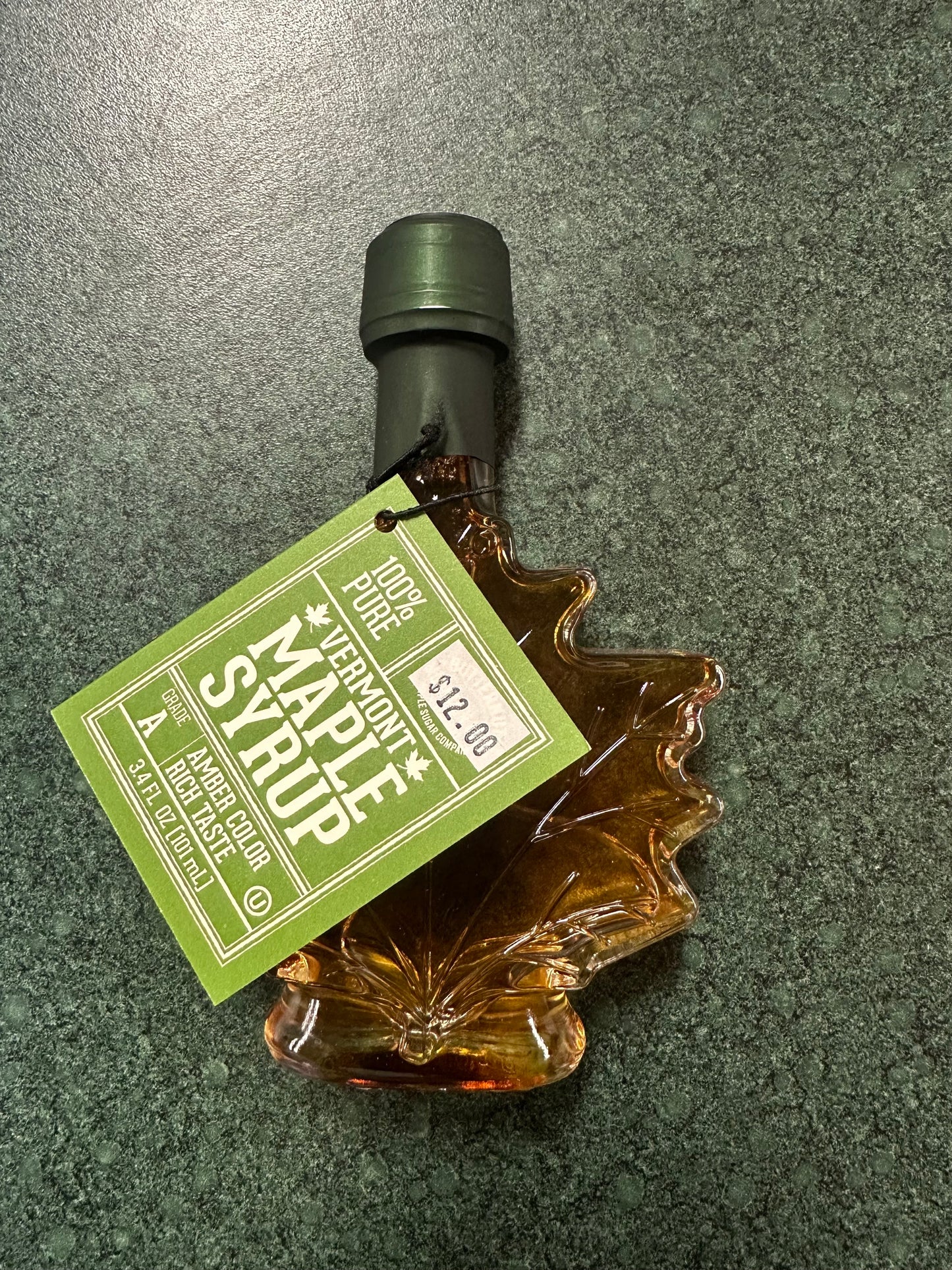 3.4oz VT Amber Glass Leaf Maple Syrup