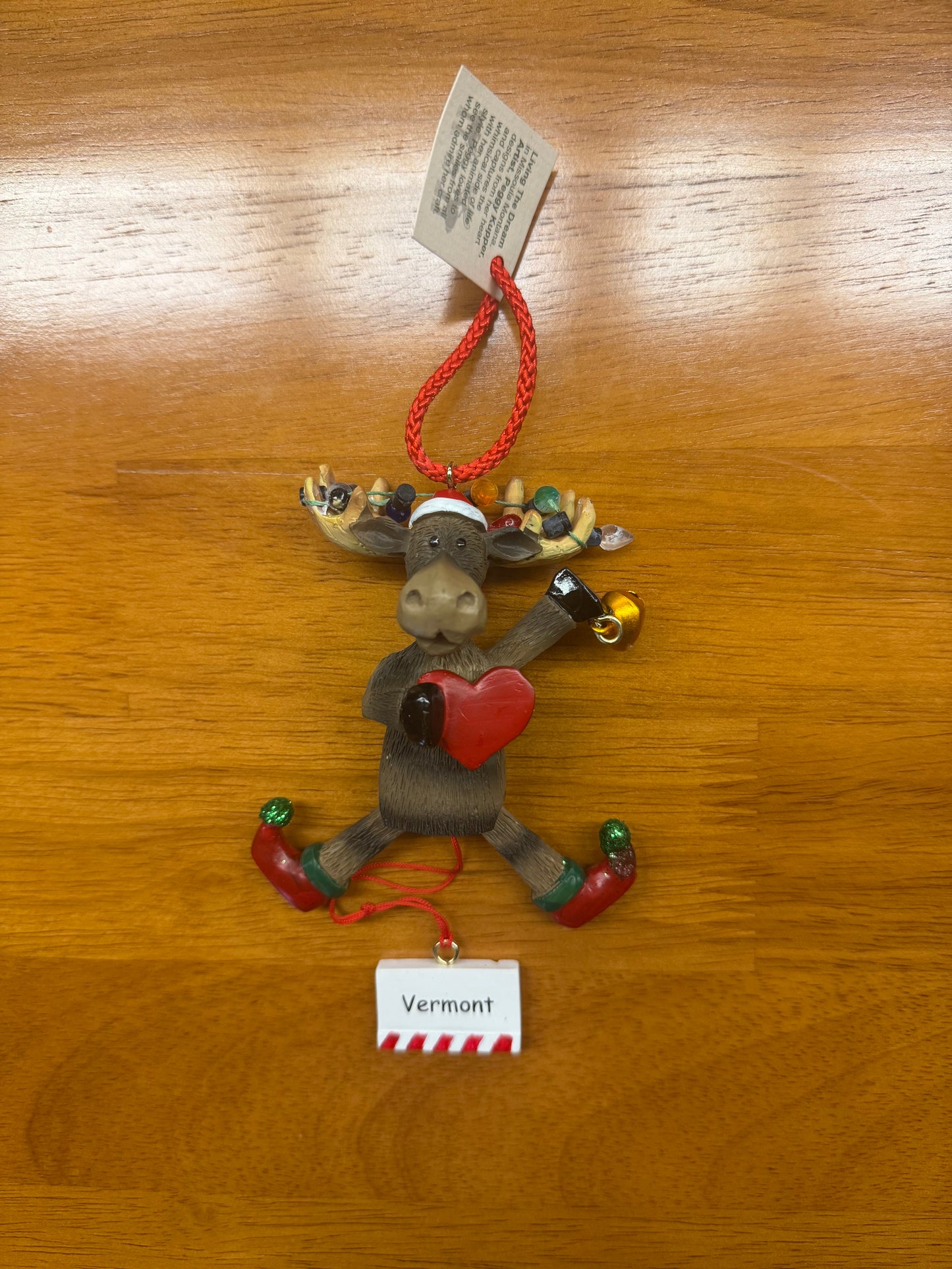 Heart Christmas Moose Pully Ornament