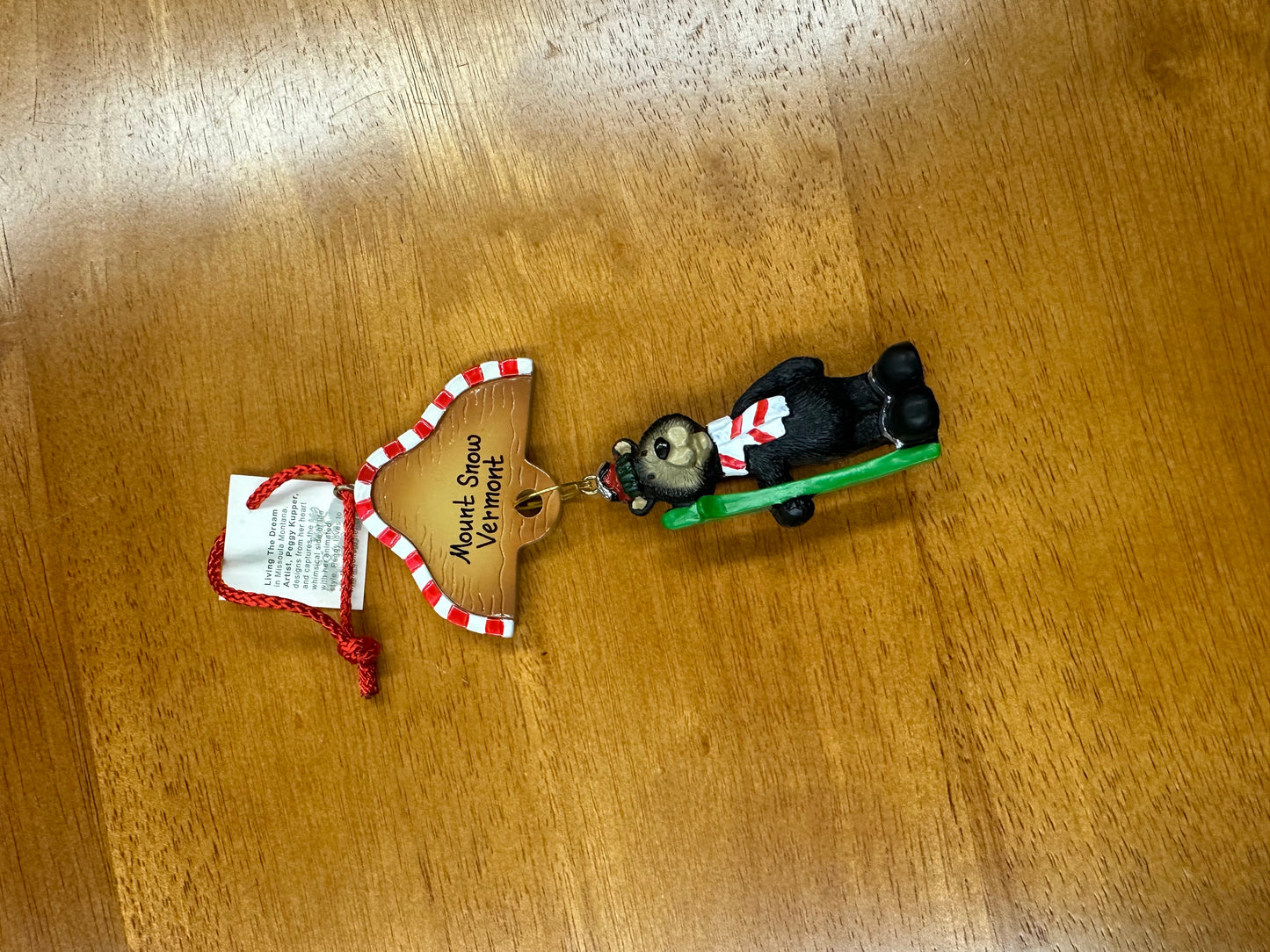 Mount Snow Bear With Skiis Ornament