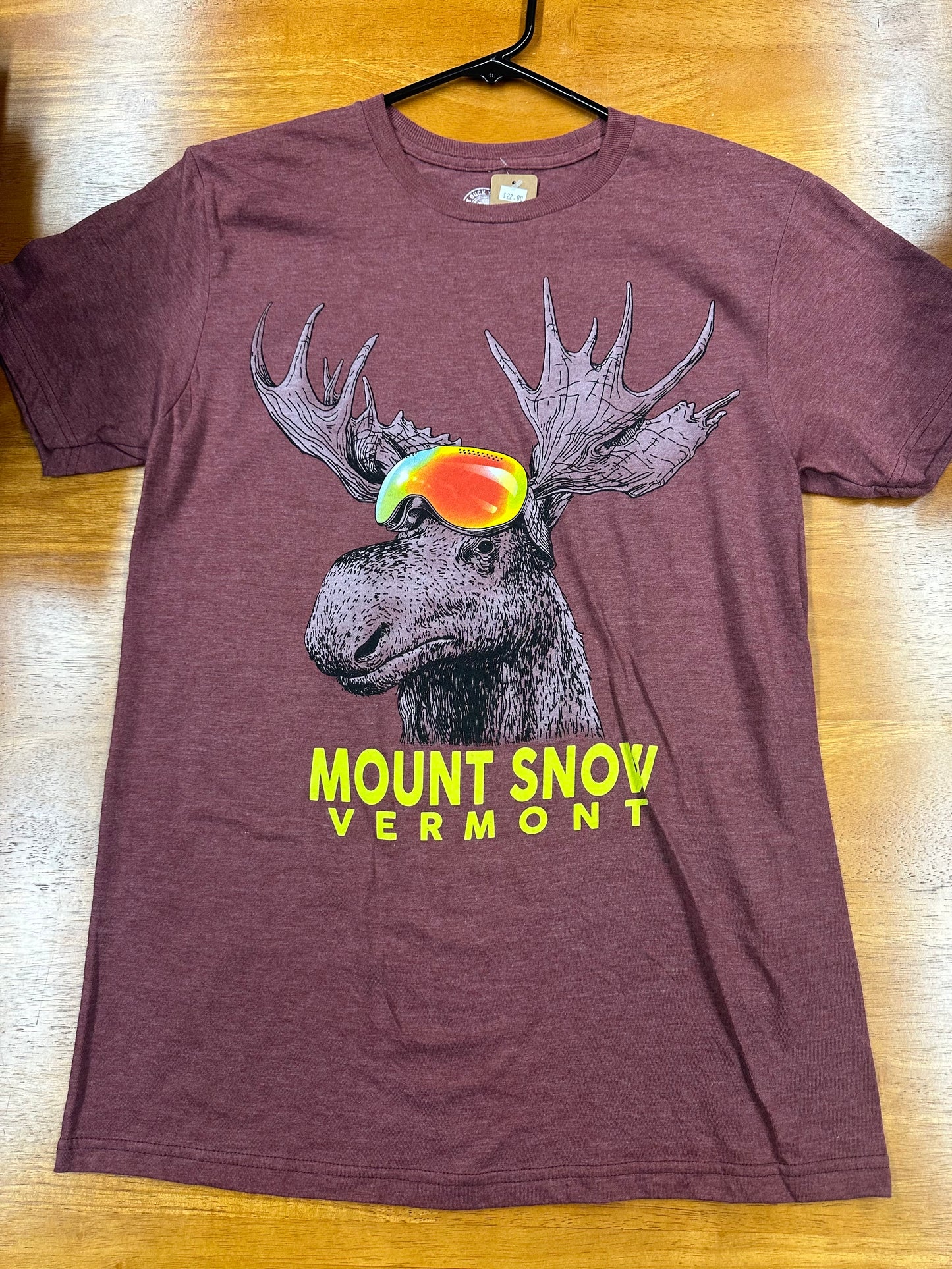 Moose with Goggles Mount Snow VT Design Color Heather Cardinal
