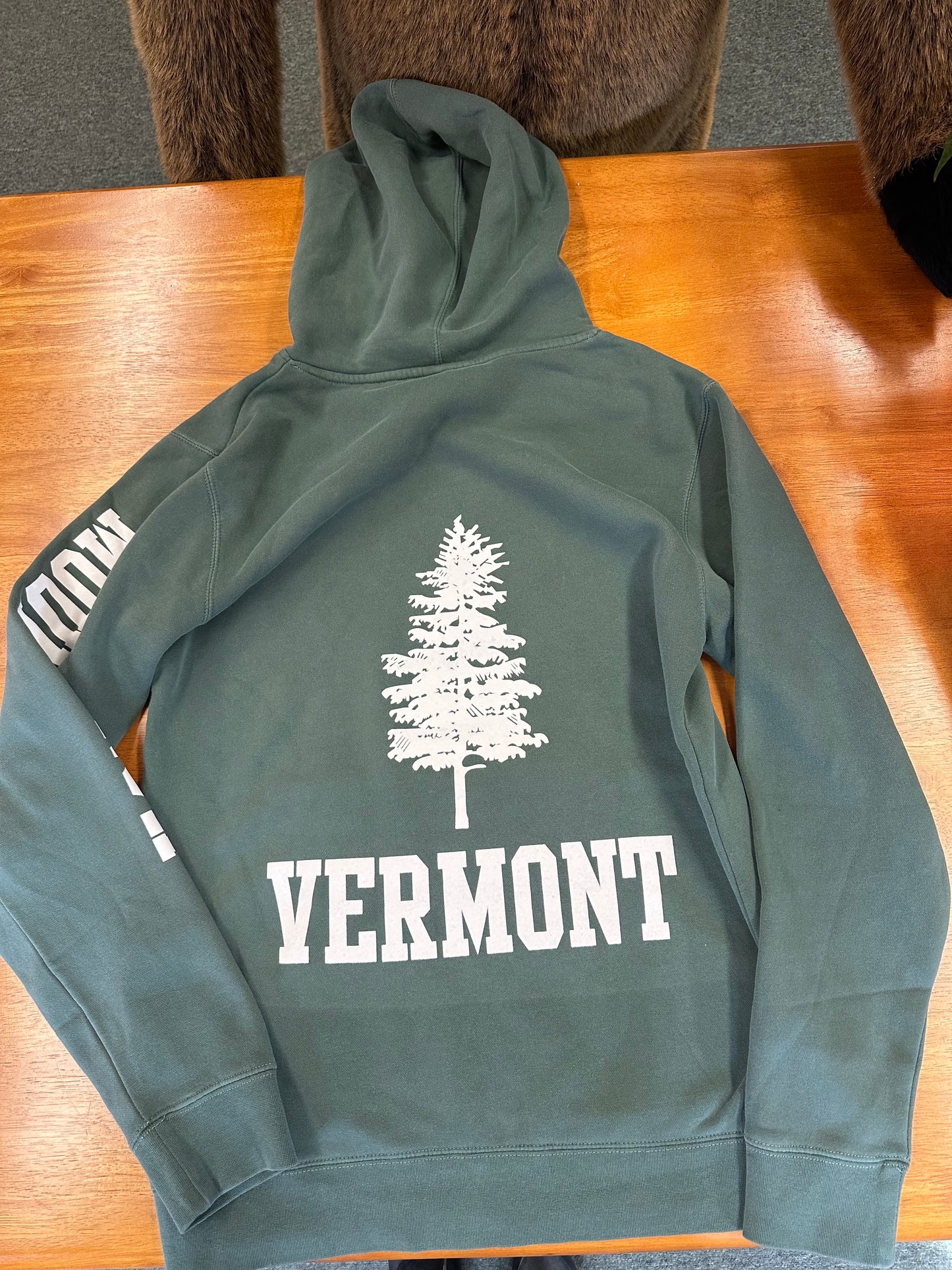 Mount Snow Tree Back Midweight Pigment-Dyed Hoodie Sweatshirt Color Forest Green