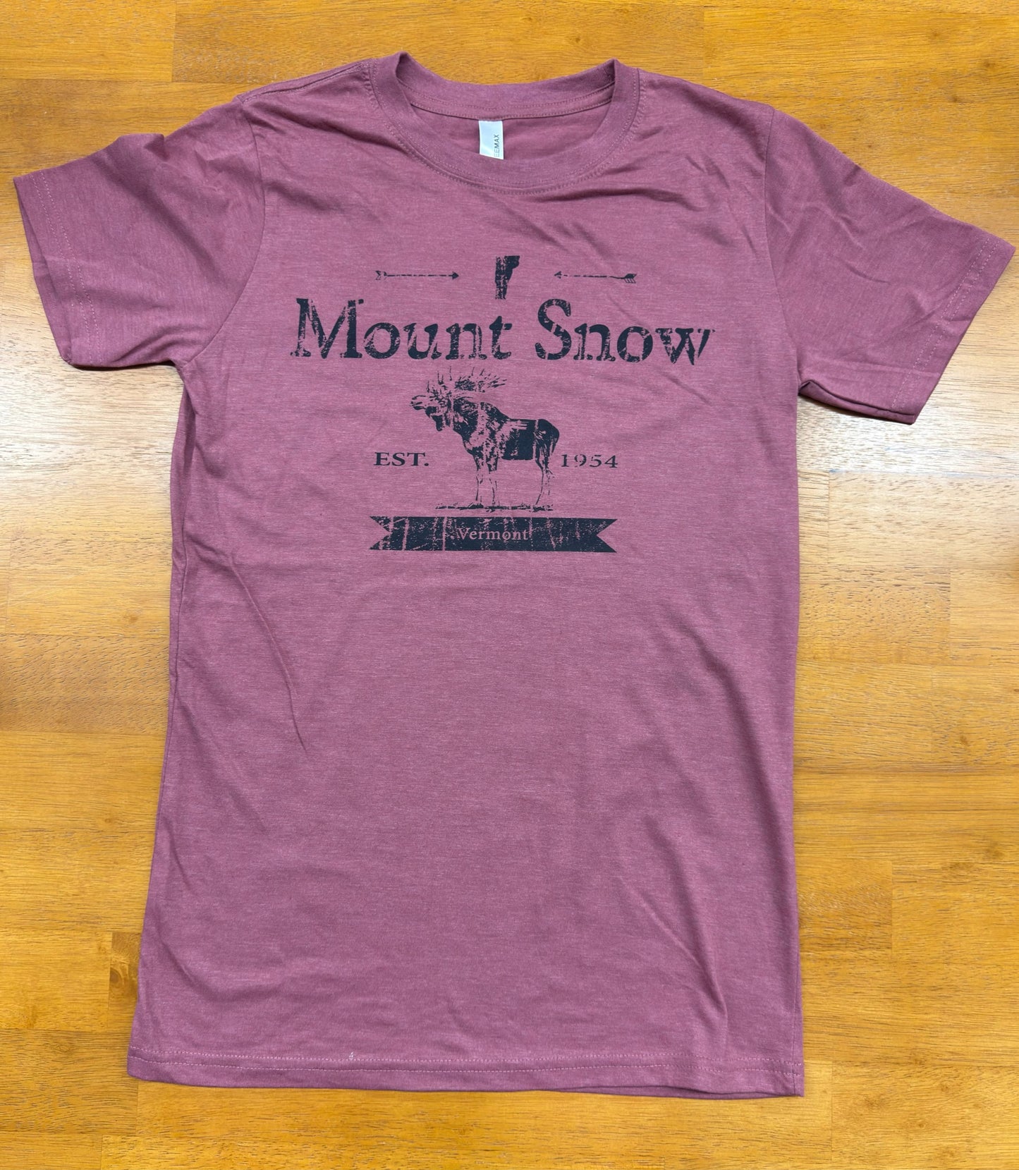 Mount Snow Est 1954 Moose T Shirt Color Heather Begonia