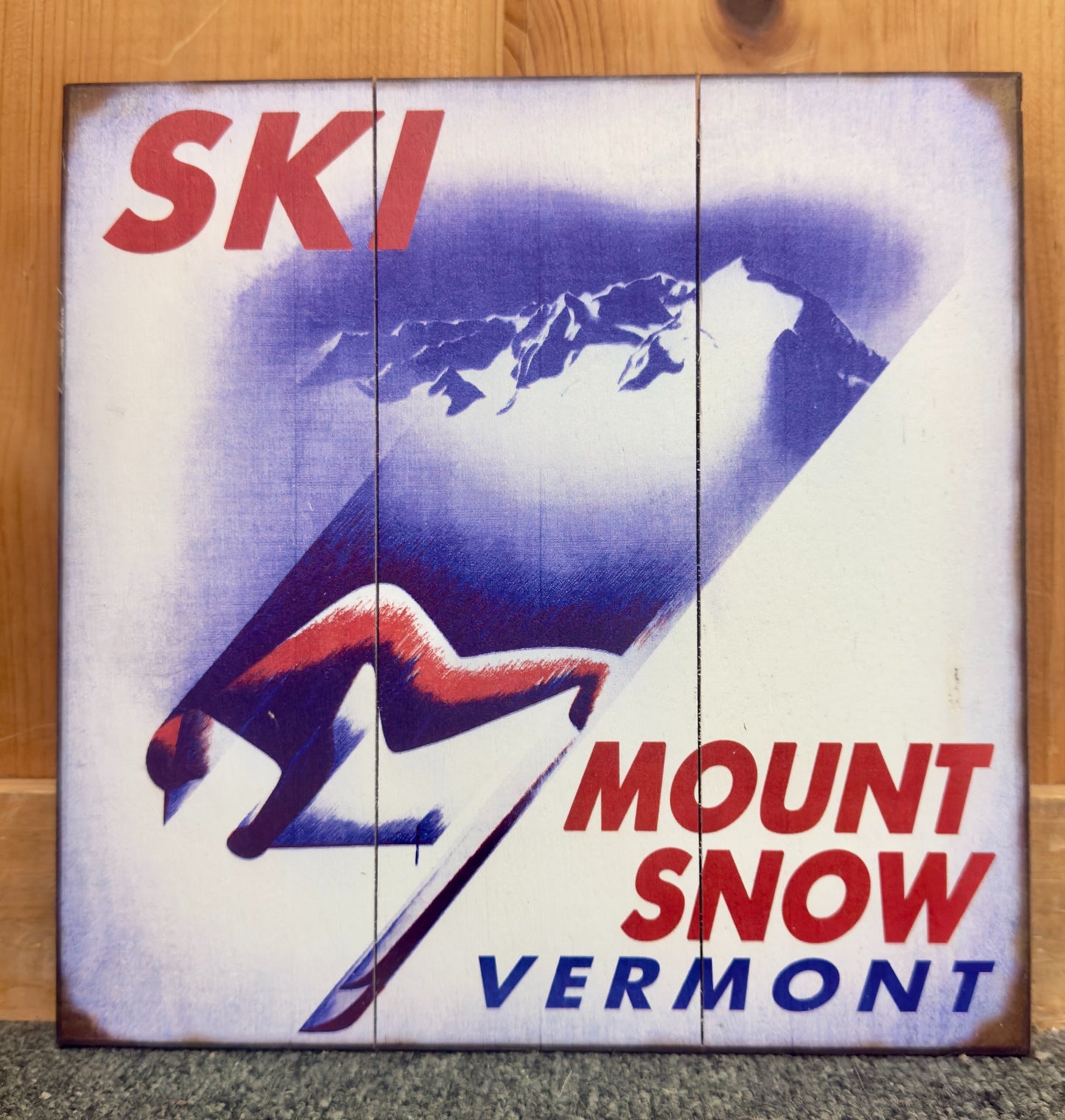 Retro Ski Racer - Wood & Metal Wall Art Wood / 10.5" x 10.5"
