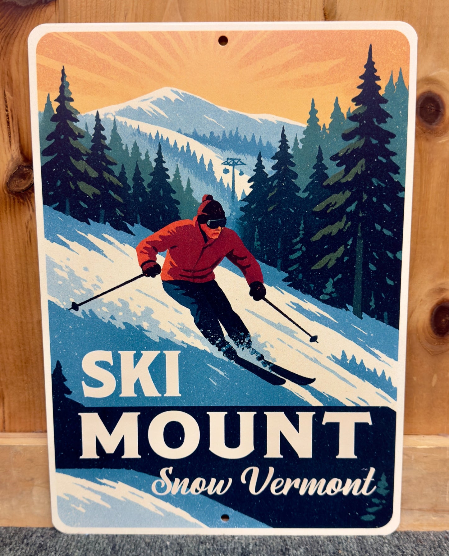 Ski Mount Snow VT Metal Sign