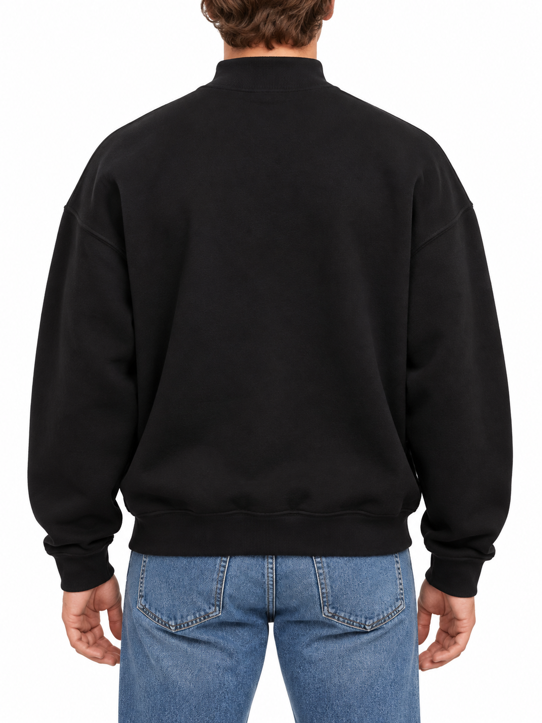 Mock Neck Fleece Sweater Color Black
