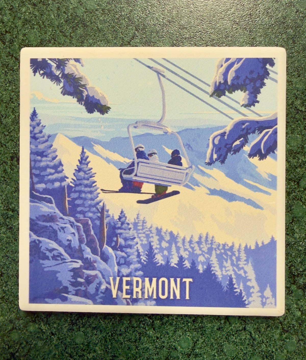 Vermont - Ski Lift Above The Trees Snowboarder Coaster