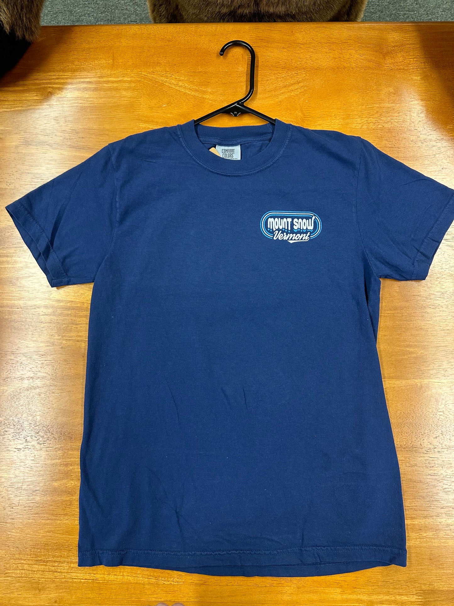 Retro Stay & Play Badge Sunset T Shirt Color True Navy