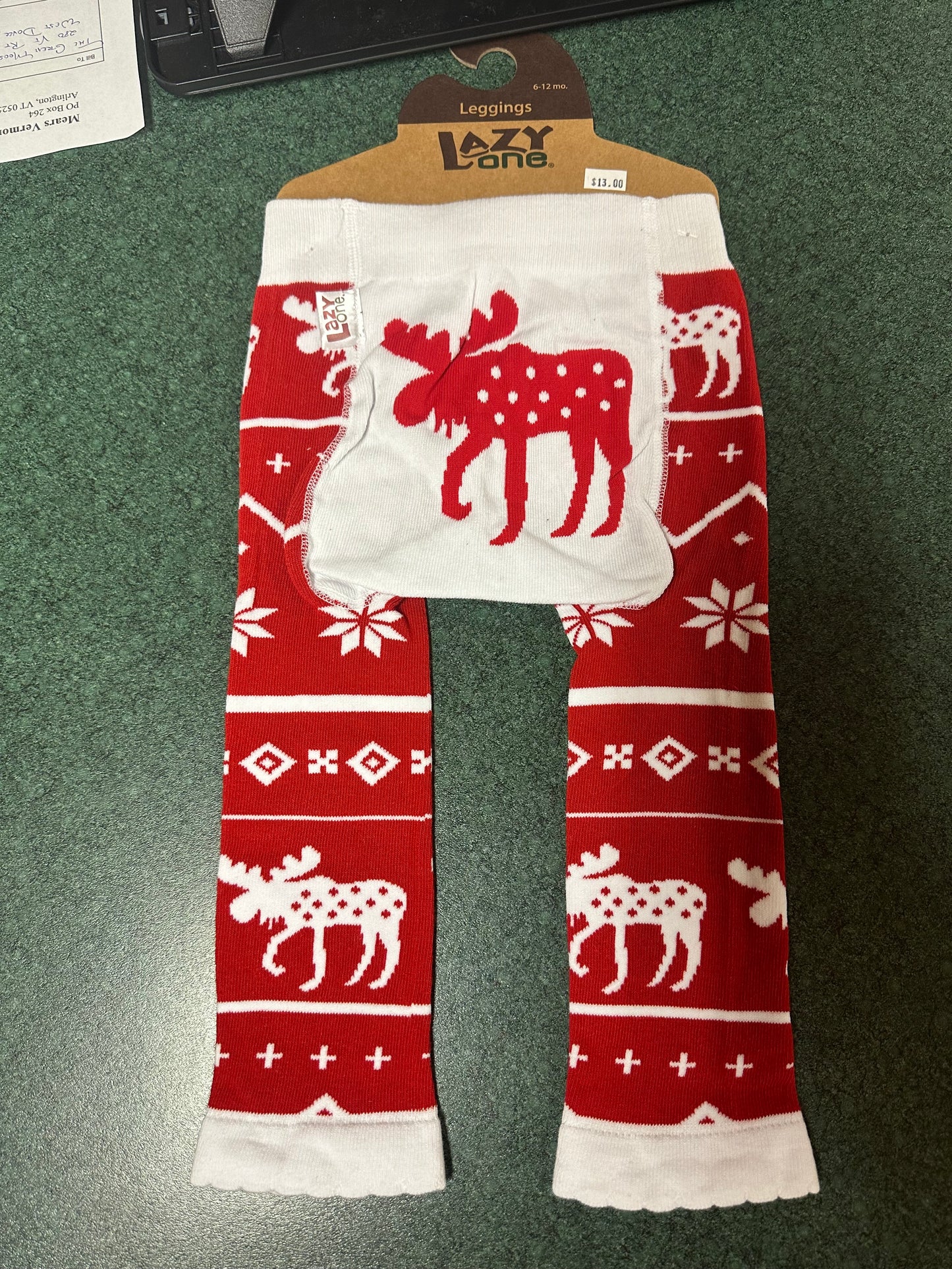 Nordic Moose Design Infant Legging Color Red & White