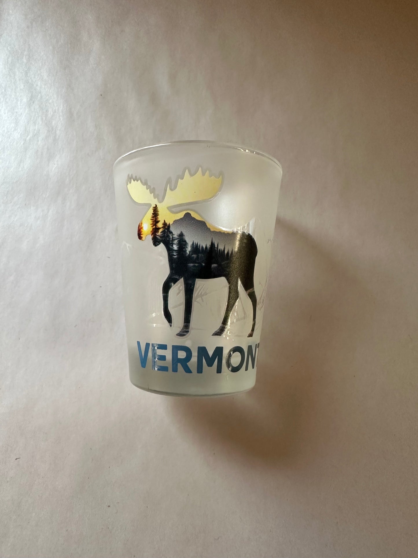 Moose With Frosted Mountain Shot Glass