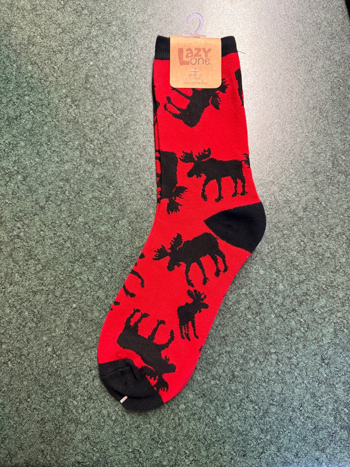 Red & Black Classic Moose Sock Adult