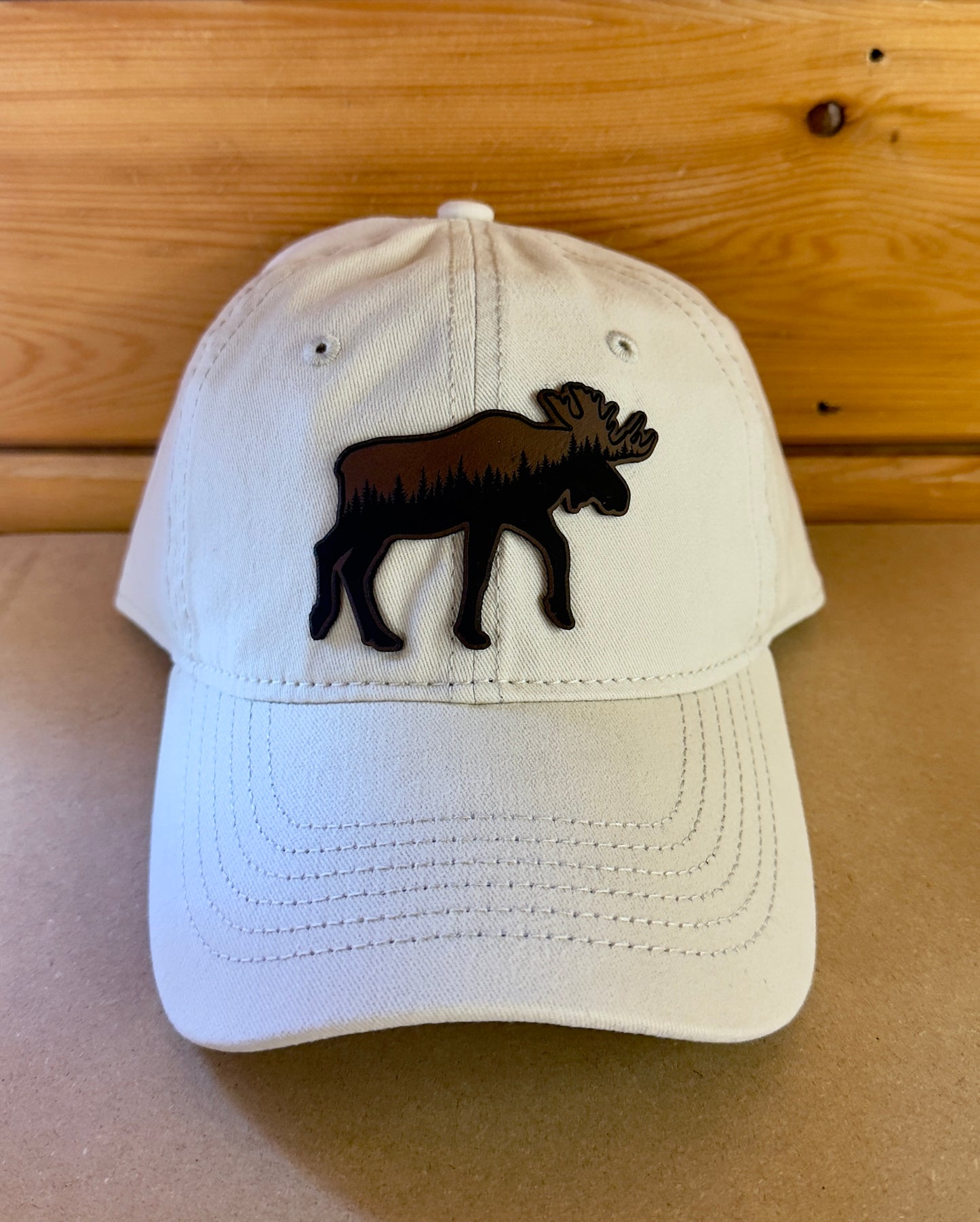 Moose Tree Skyline Leather Patch Cap Color Light Beige