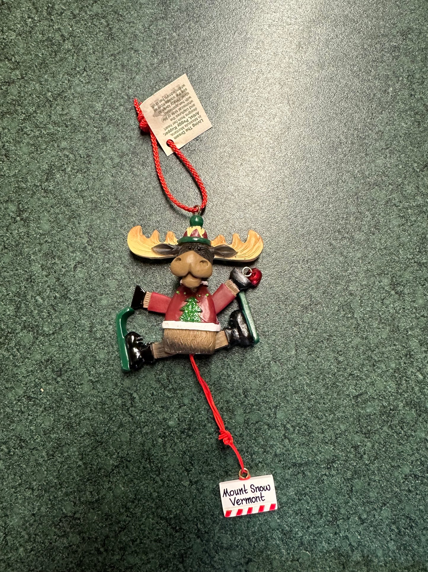 Moose With Skii Pully Ornament