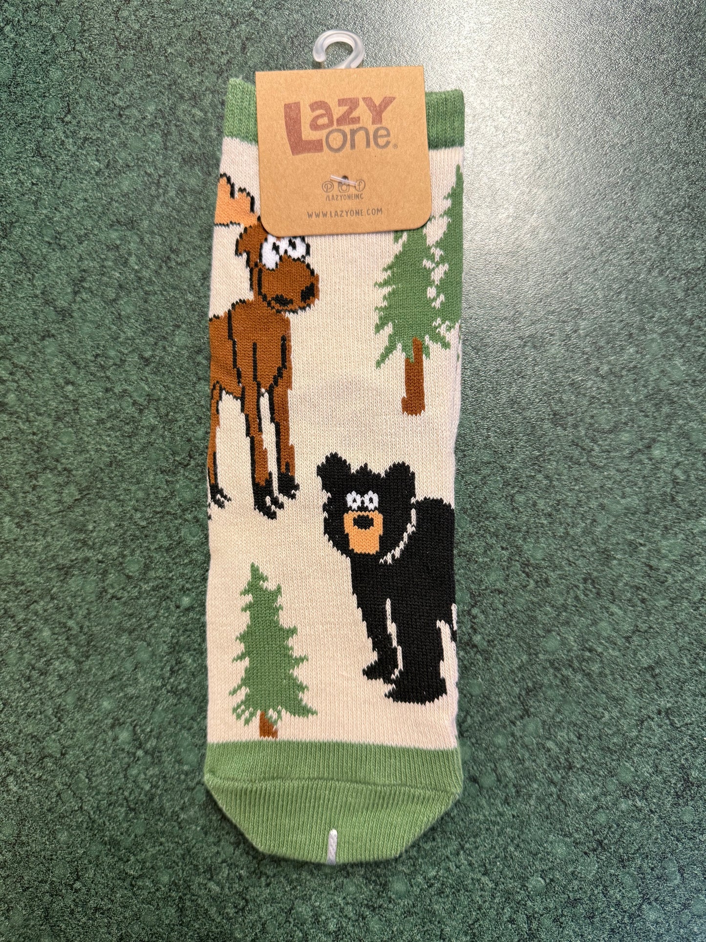 New Moose Hug Green Kids Sock