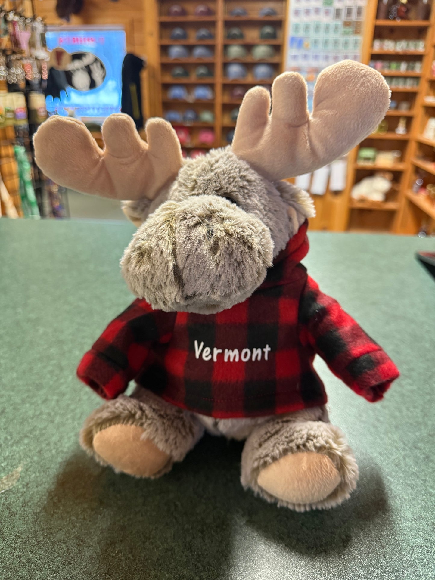 Red Plaid Hoodie Moose Stuffed Animal
