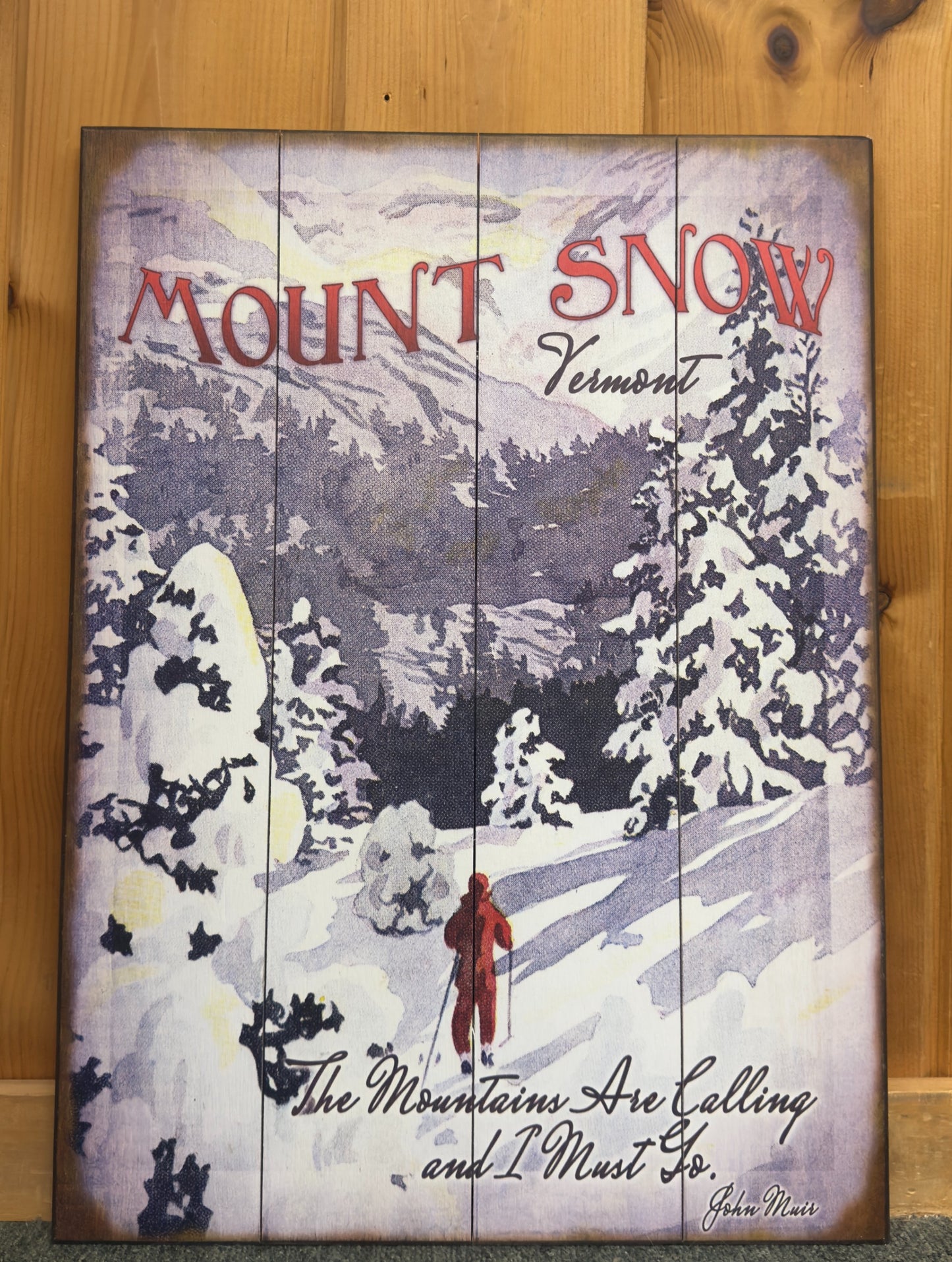The Mountains are Calling: John Muir - Wood & Metal Wall Art - Wood / 17" x 23" × 4