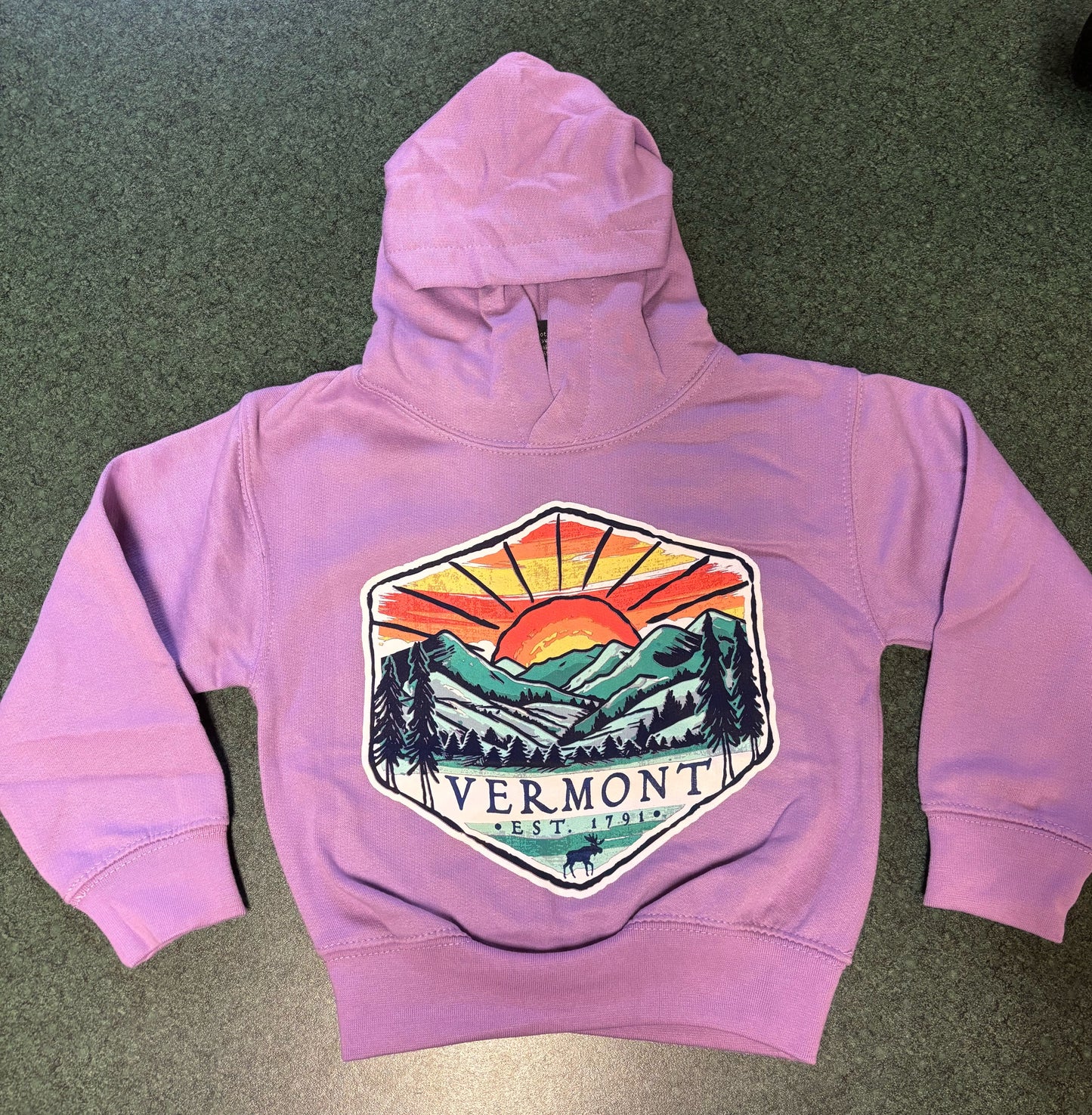 Youth Vermont Scene Hoodie Color Lavender