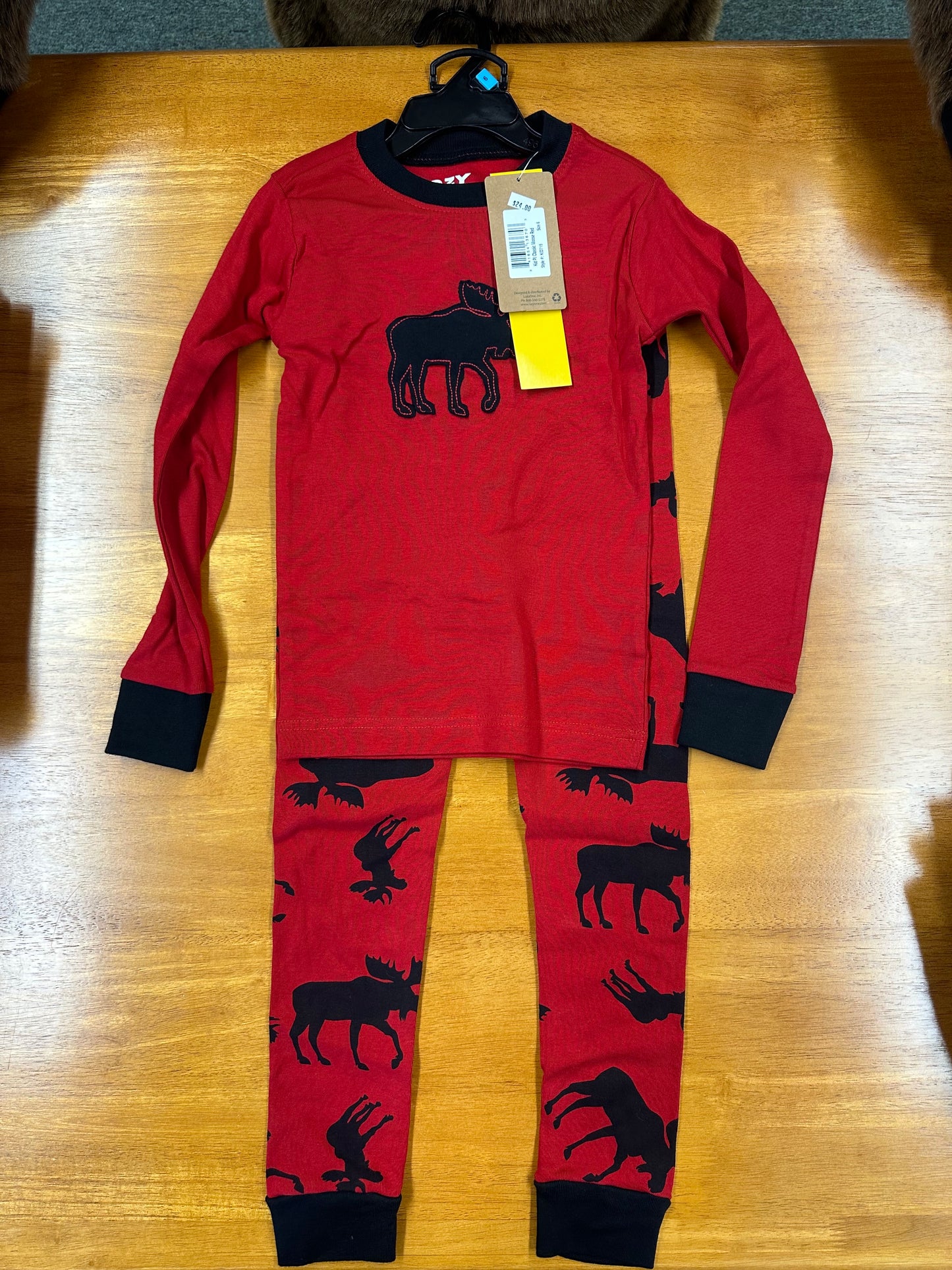 Youth Red Classic Moose PJ Set Red/Black