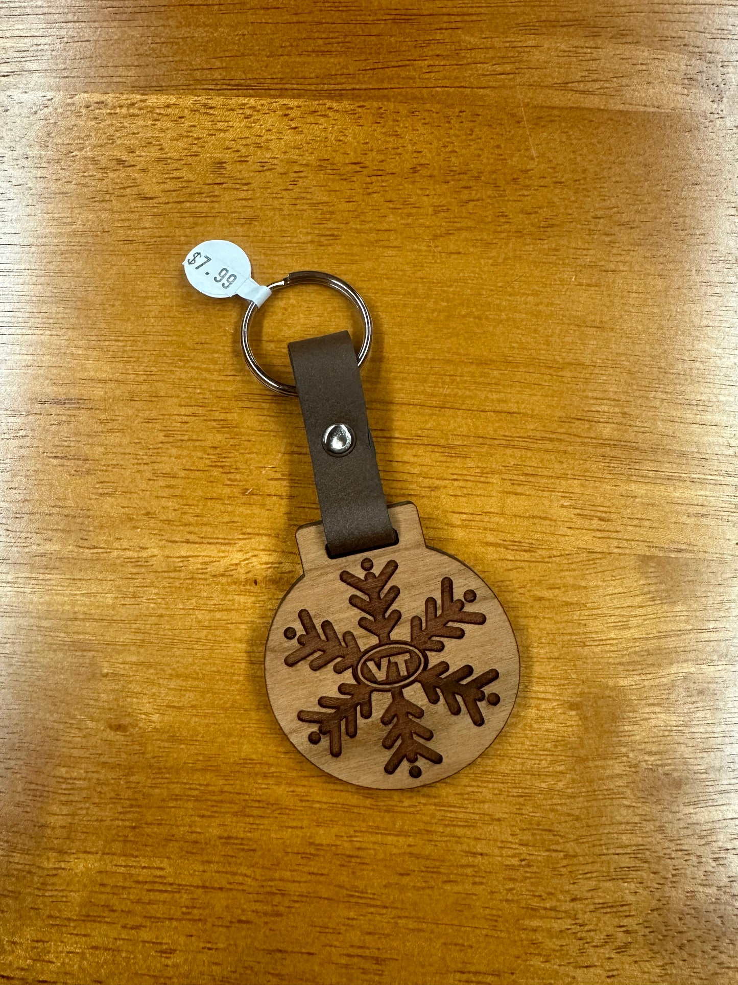 Wooden VT Snowflake KeyChain