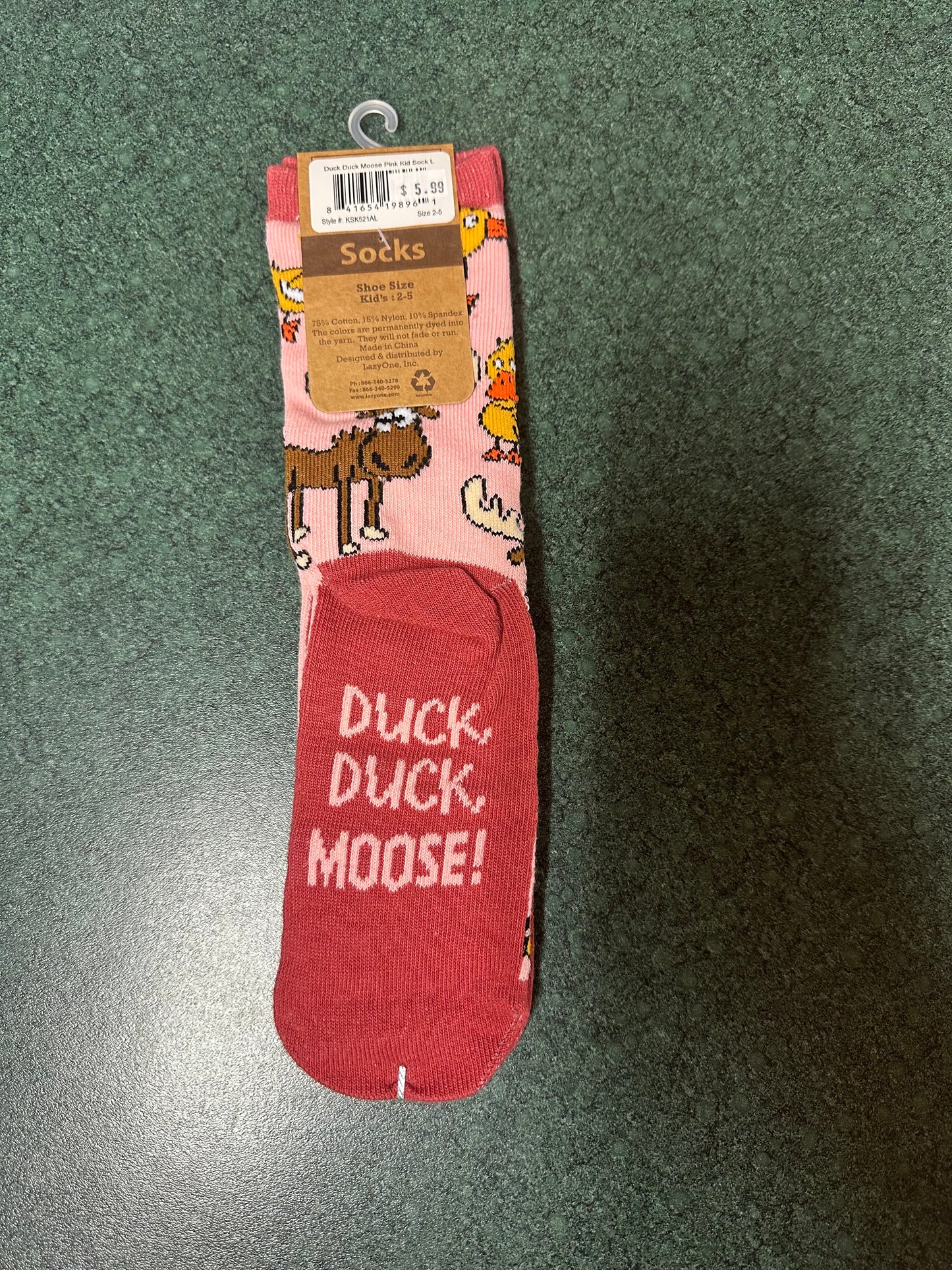 KSK521A Duck Duck Moose Pink Kid Sock
