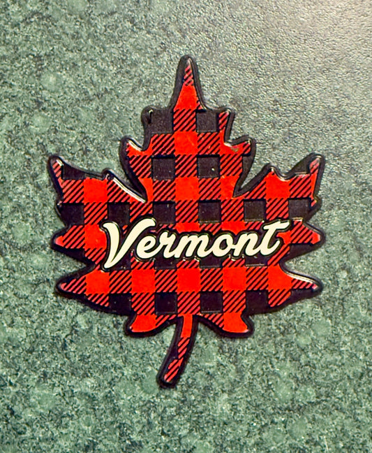 Plaid Maple Leaf Magnet