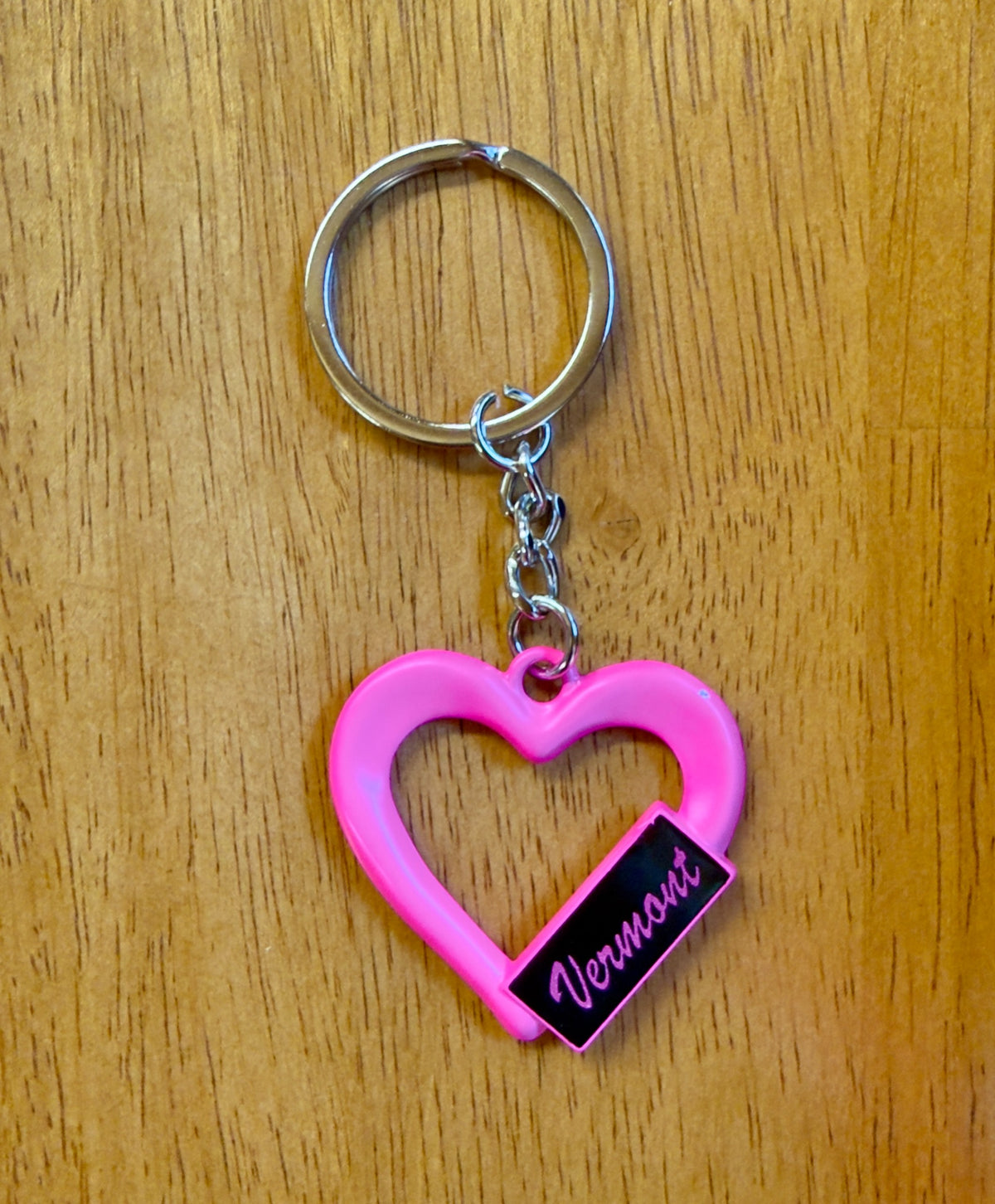 Pink Metal Heart Keychain