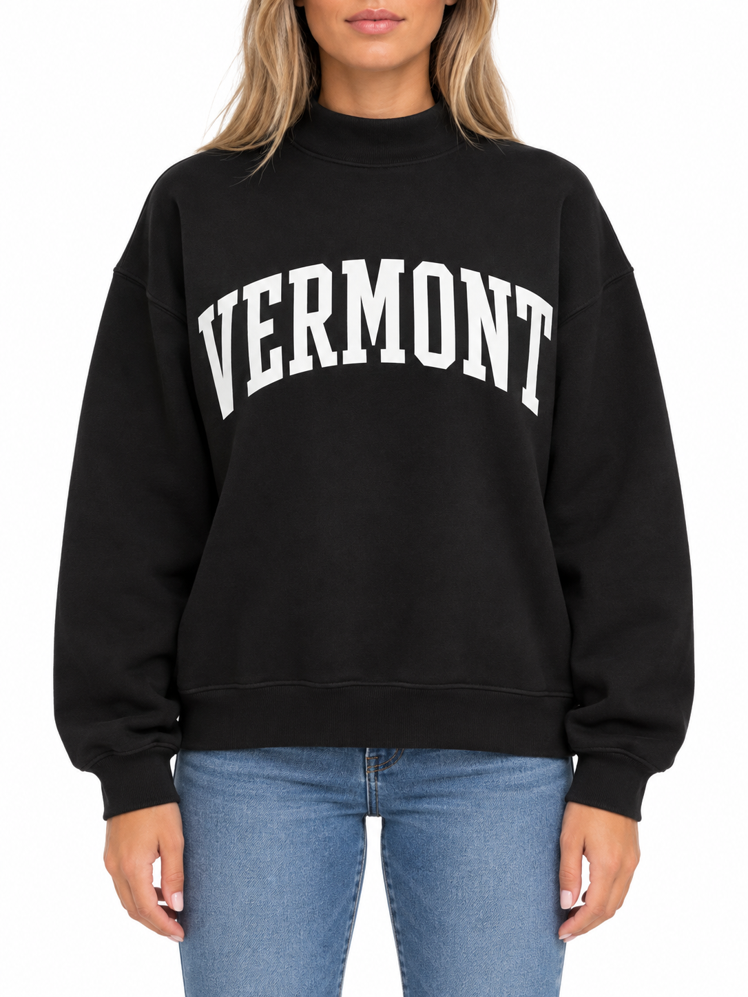 Mock Neck Fleece Sweater Color Black