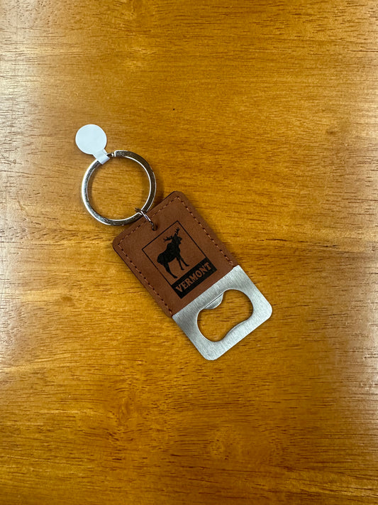 Leather Wrapped Moose Keychain