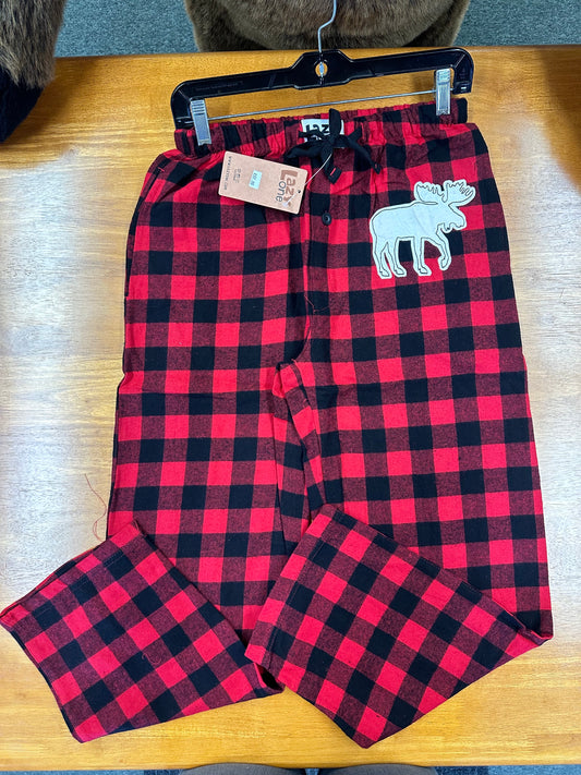 Moose Plaid UNISEX PJ Pant Color Red/ Black