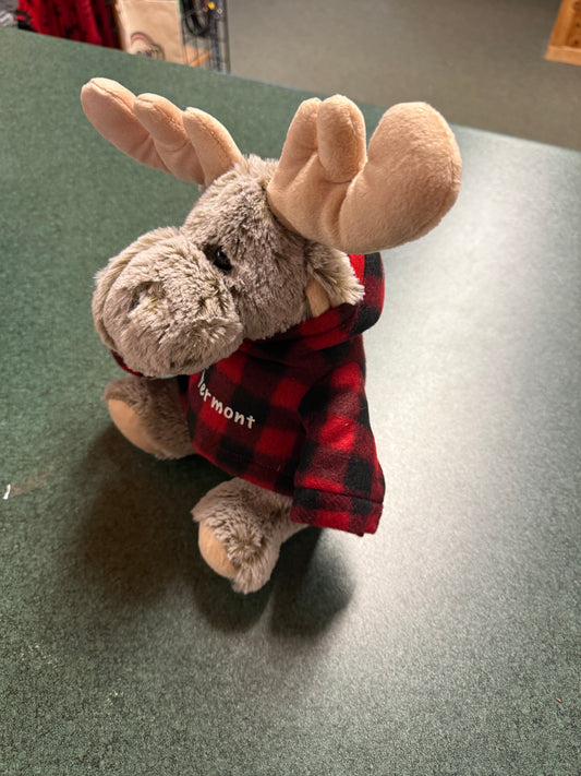 Red Plaid Hoodie Moose Stuffed Animal