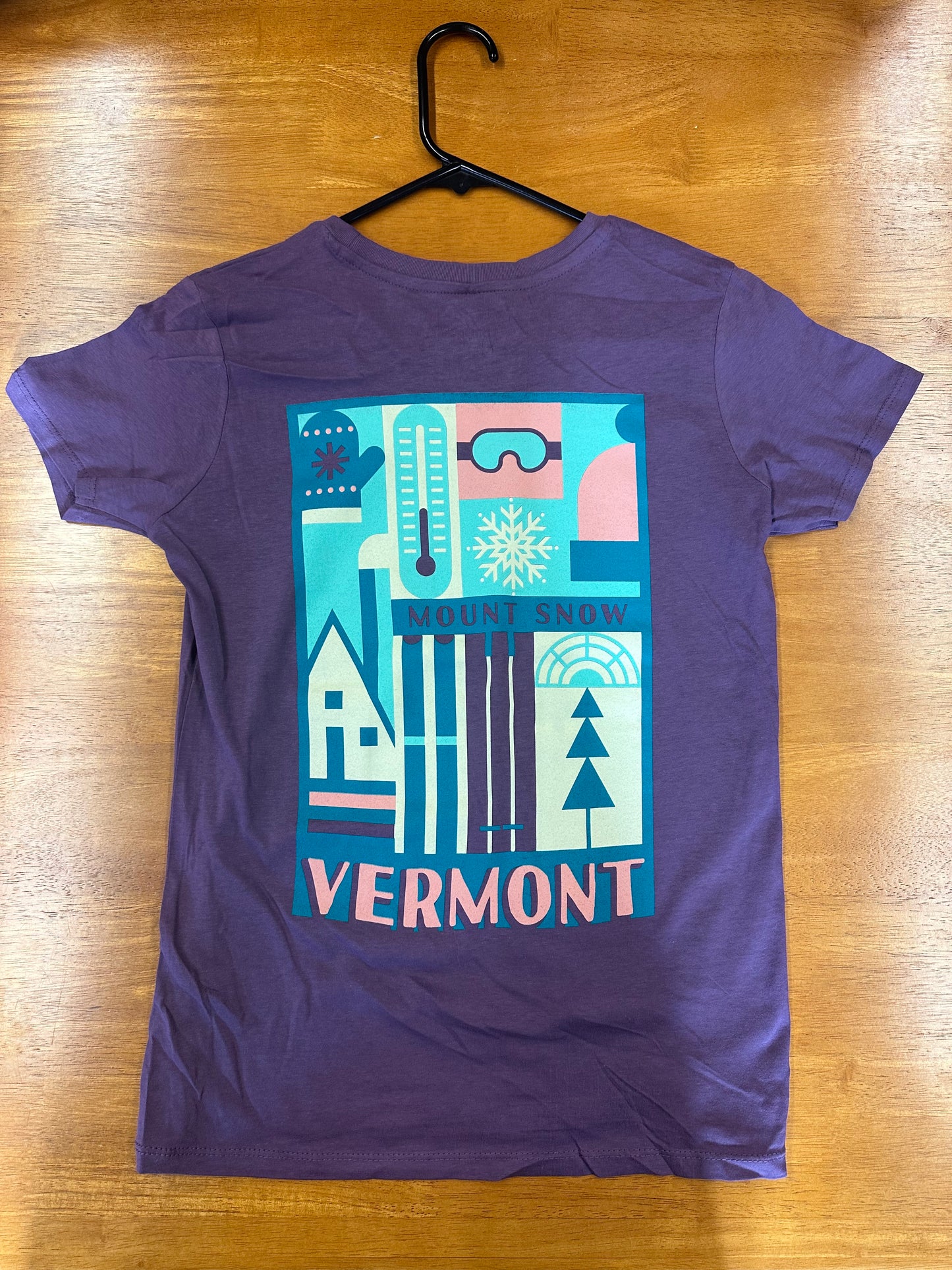 Mount Snow Vermont Mountain Poster T Shirt Color Fig Purple