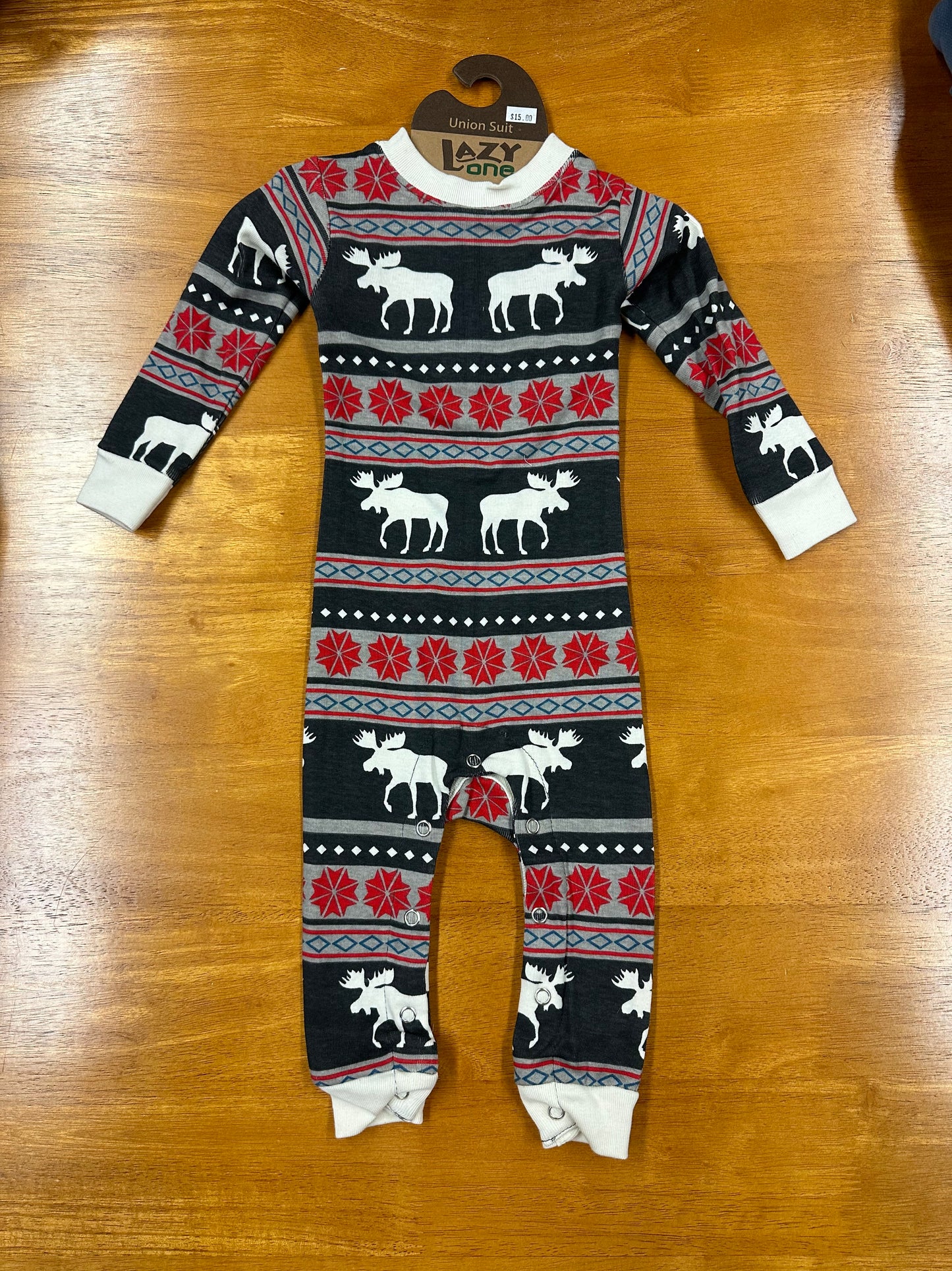 Infant Moose Onesie Color Grey/ Red