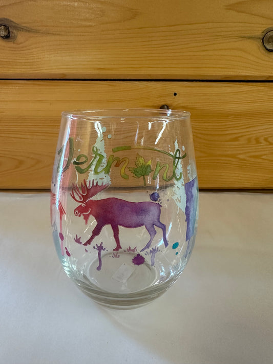 GLS114C Watercolor Drip Wine Glass