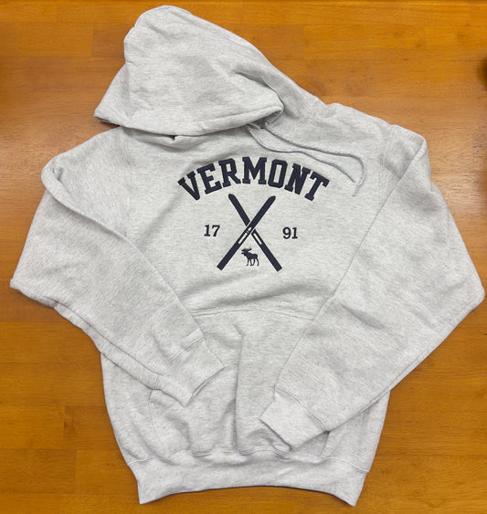 Full Front Vermont Embroidered Hoodie Color Ash