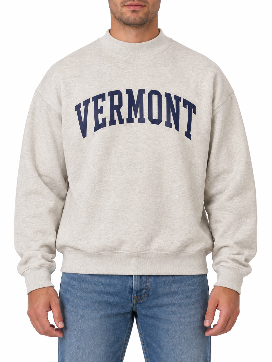 Mock Neck Fleece Sweater Color Grey