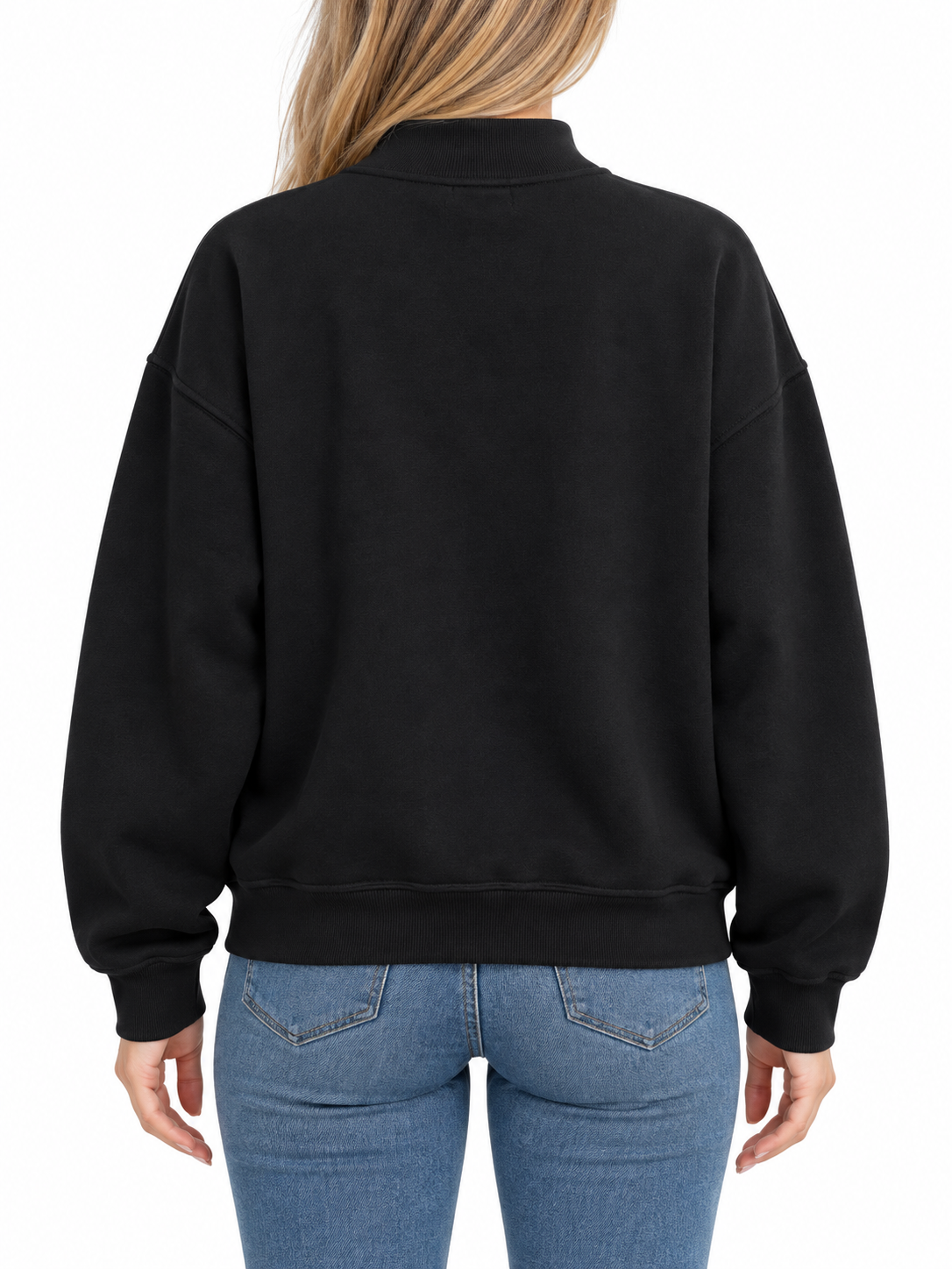 Mock Neck Fleece Sweater Color Black