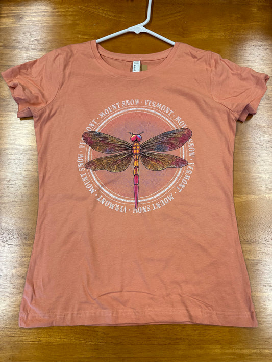 Mount Snow Vermont Dragonfly Womens T Shirt Color Sun