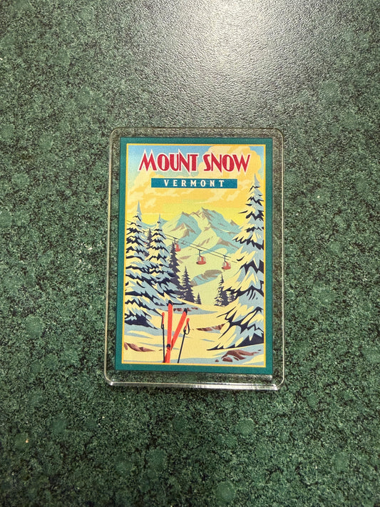 Mount Snow Winter Ski Poster Magnet