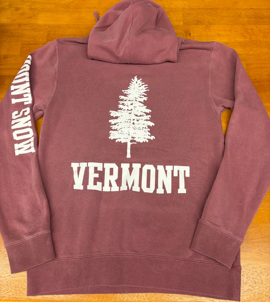Mount Snow Tree Back Midweight Pigment-Dyed Hoodie Sweatshirt Color Maroon