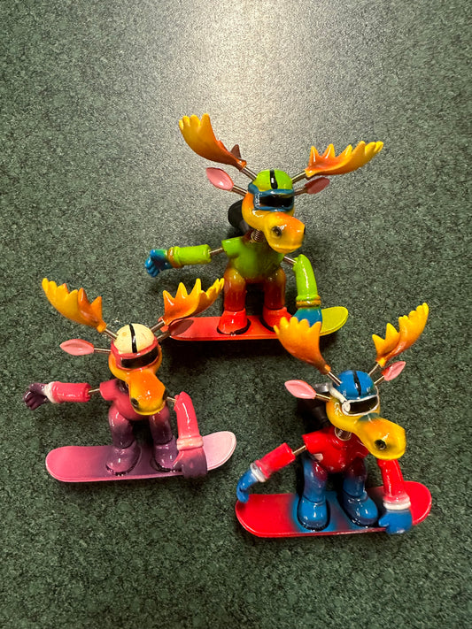 Snowboard Moose Bobble Magnet