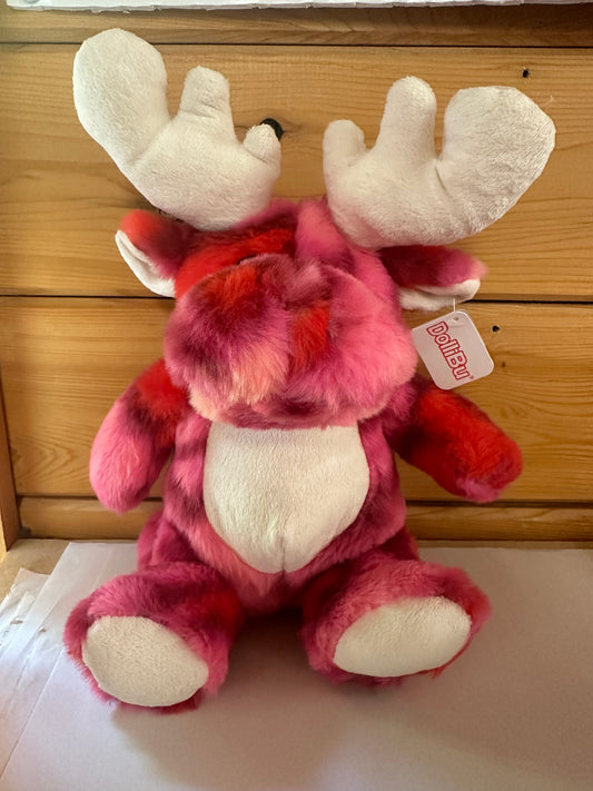 Pink Plush Tie Dye Moose Stuffed Animal