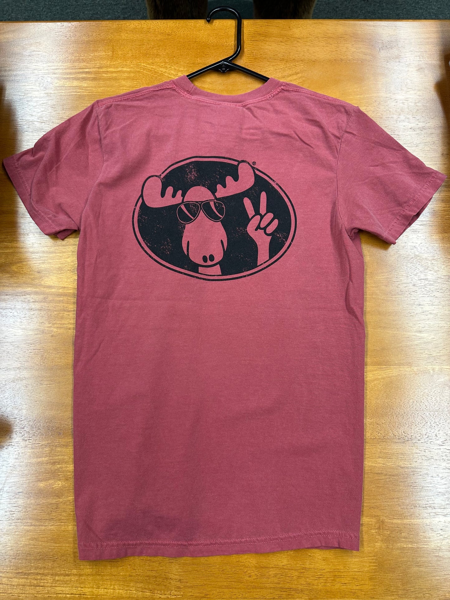 Cool As A Moose Left Chest Full Back Cardinal Red Short Sleeve Shirt