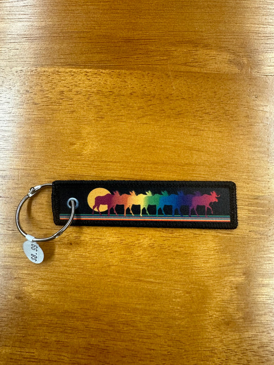 Rainbow Moose Keychain