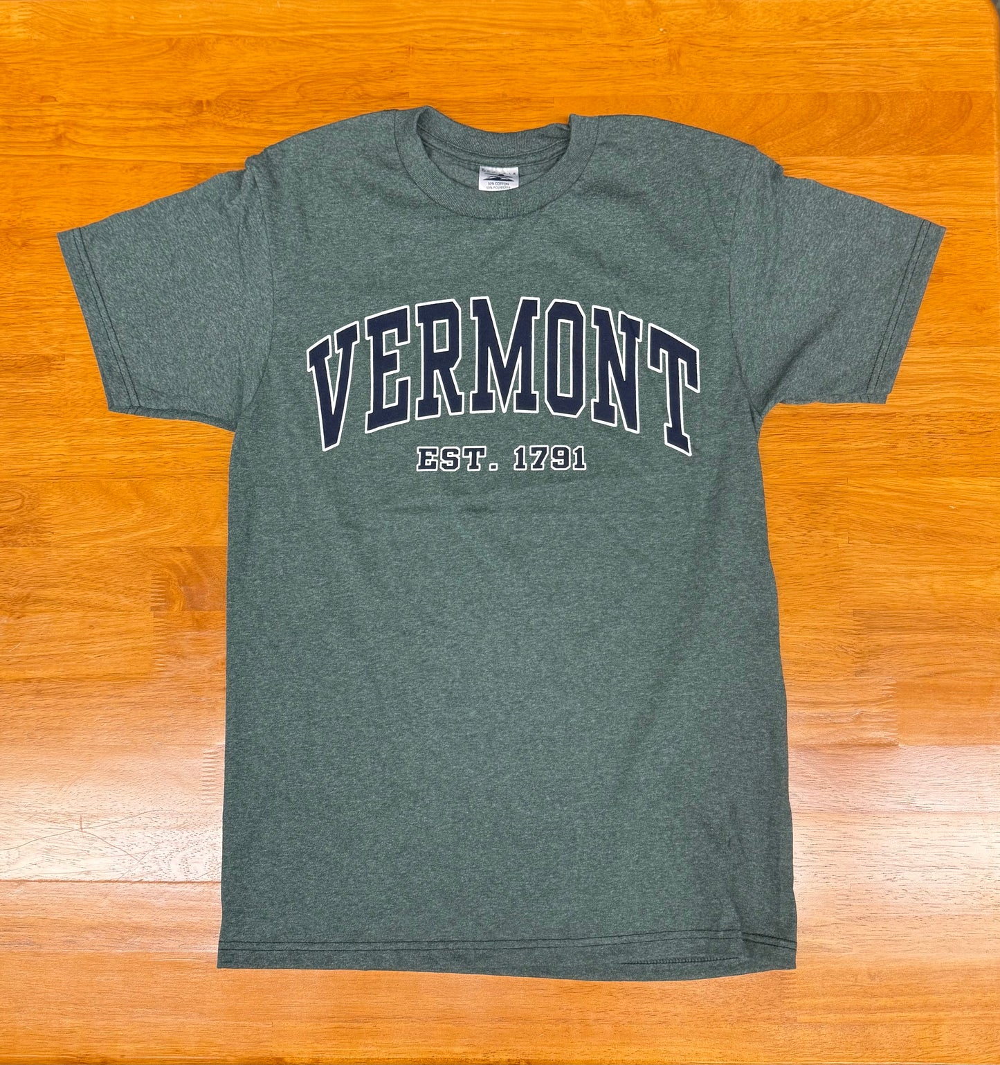 Vermont Est 1791 T Shirt Color Heather Forest