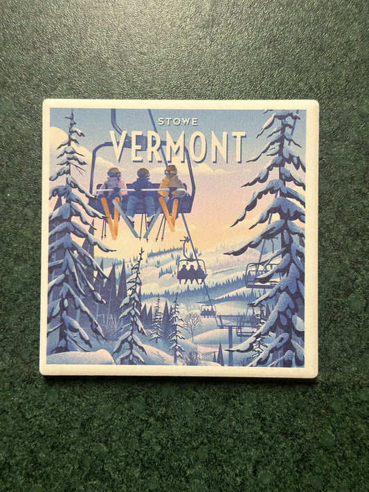 Ski Gondola Vermont Ceramic Coaster