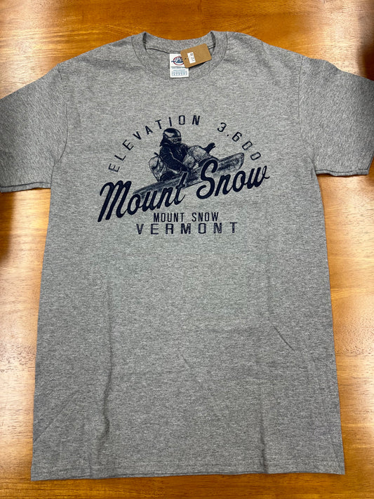 Elevation 3,600 Design W/ Snowboarder Full Front Graphic Color Heather Grey