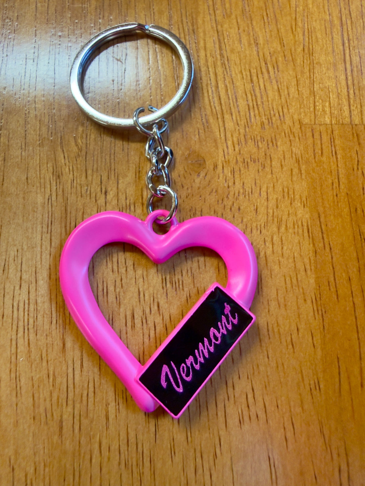 Pink Metal Heart Keychain