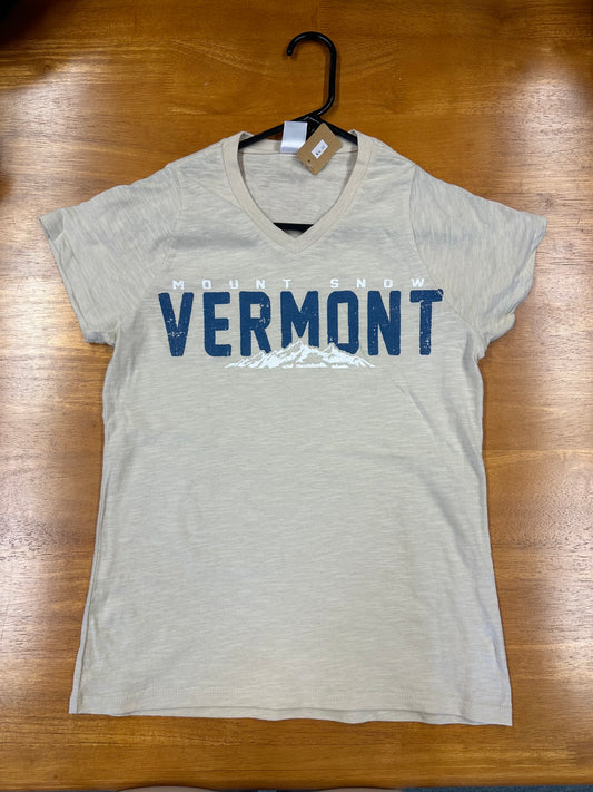 Mount Snow Vermont V Neck Color Sand